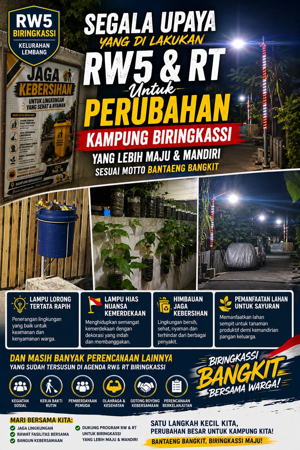 RW 5 Biringkassi Bergerak! Dari Lorong Terang Menuju Kampung Mandiri, Bersih, dan Berdaya Saing